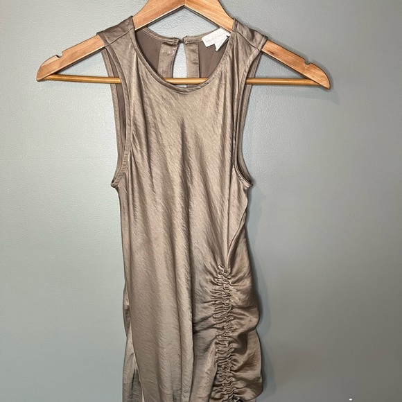 Revolve x House of Harlow 1960 Ruched Satin Dress - Taupe - Picture 4 of 9